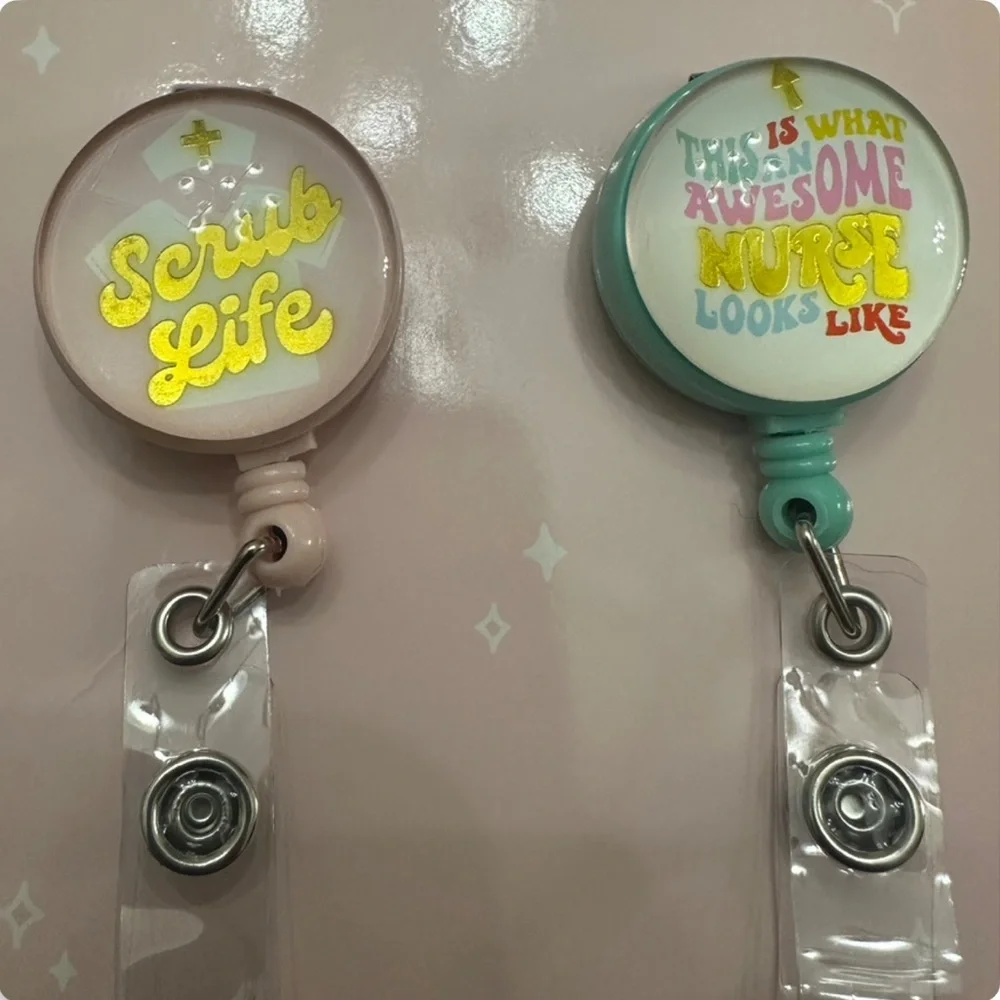 Retractable Nurse Badge Reels Alligator Clip (Set of 2) [NWT]